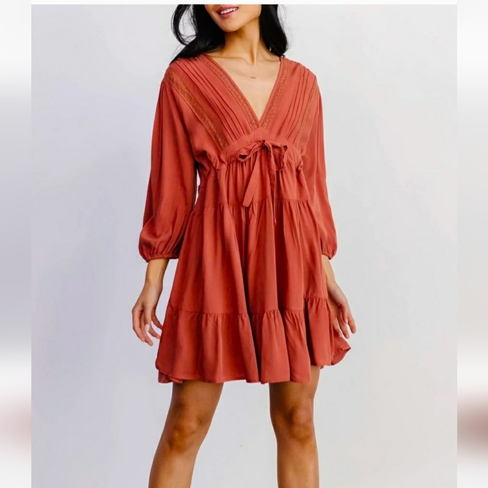 Size Large Baltic Born Amelia Mini Dress Rustic Orange Boho Summer
